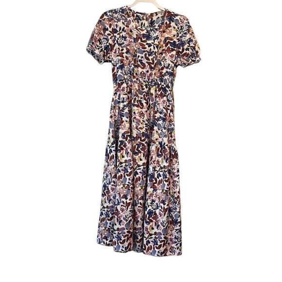 Floral Print Short Sleeve Midi Dress Large - Picture 2 of 7